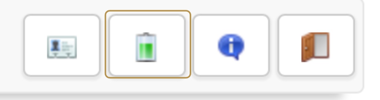 The four icons at the top right of the Arkansas Department of Health portal. The green battery, second from the left, is ringed in bronze.