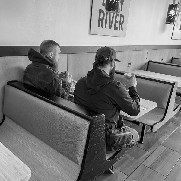 Two of the crew out to lunch together